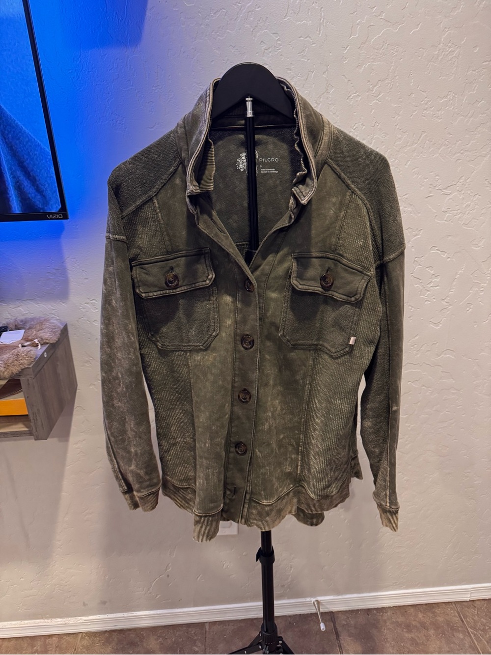 Pilcro Olive Green Military-Style Field Jacket